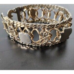 Vintage Art Nouveau Gold Panel Bracelet: Aesthetic Coquette Mythical Nature Core